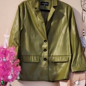 Emory Park Olive Faux Leather Blazer